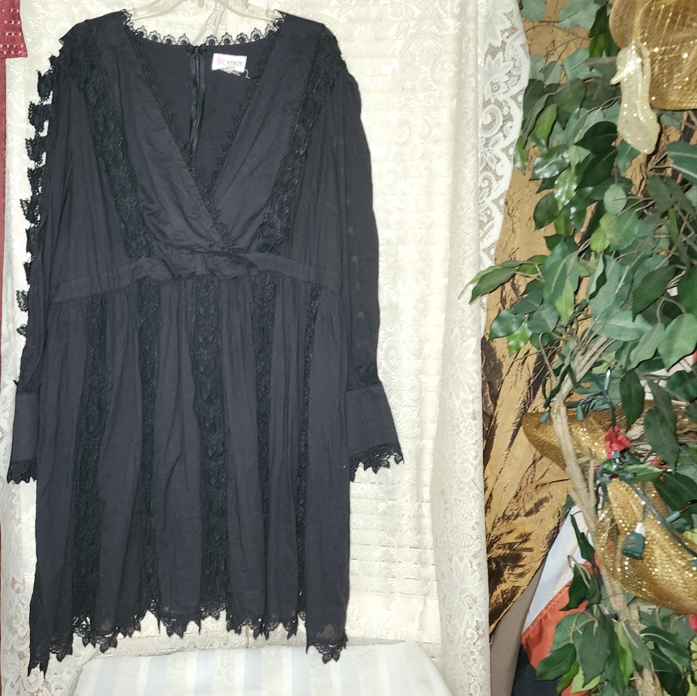Black Lace Trim Dress